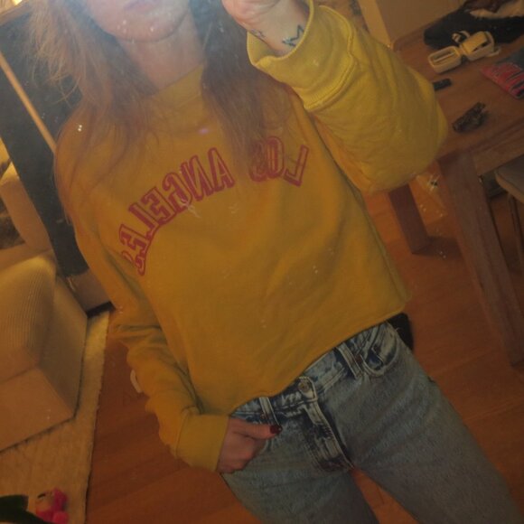 Mustard Cropped Los Angeles Crew Neck Day Brand - Picture 9 of 9